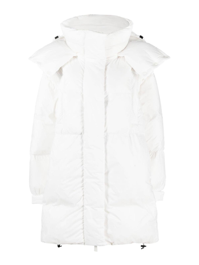 Bacon Detachable-hood Quilted Hooded Coat In White