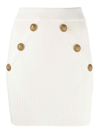 BALMAIN GOLD EMBOSSED BUTTONS KNITTED MINI SKIRT