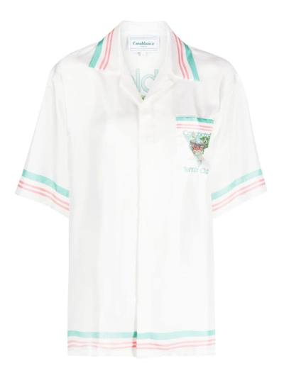 Casablanca Logo Silk Shirt In White