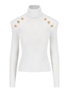 Balmain Gold-tone Buttons Sweater In White