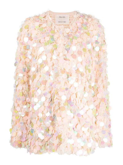 Forte Forte Paillette-embellished Loop-knit Cardigan In Pink