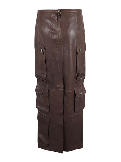 FERMAS.CLUB LEATHER CARGO LONG SKIRT