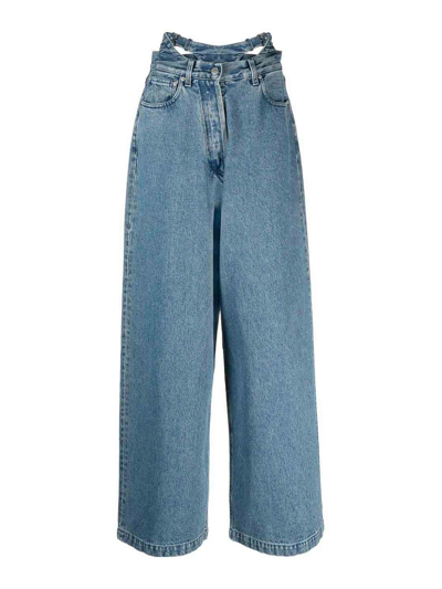 Ambush Waist-belt Wide-leg Jeans In Blue