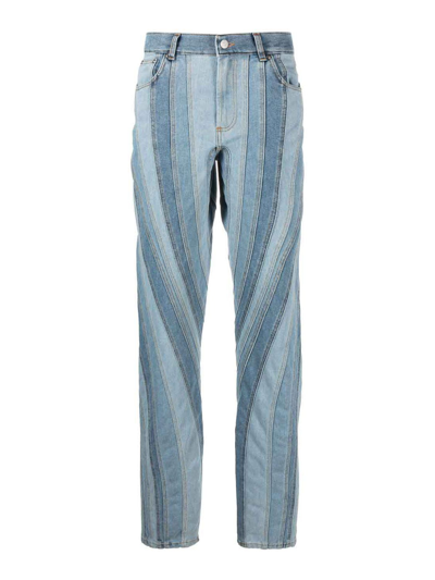 Mugler Spiral Straight-leg Jeans In Blue