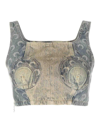 Marine Serre Regenerated Denim Top In Denim