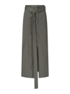 Sa Su Phi Cotton Skirt With Adjustable Waist And Front Slit In Gray