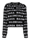Balenciaga Women Allover Logo Wool Cropped Sweater In Black