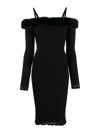 Blumarine Black Viscose Stretch Off Shoulder Dress In Black