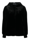 Emporio Armani Official Store Faux-fur Reversible Blouson With Hood And Zip In Black
