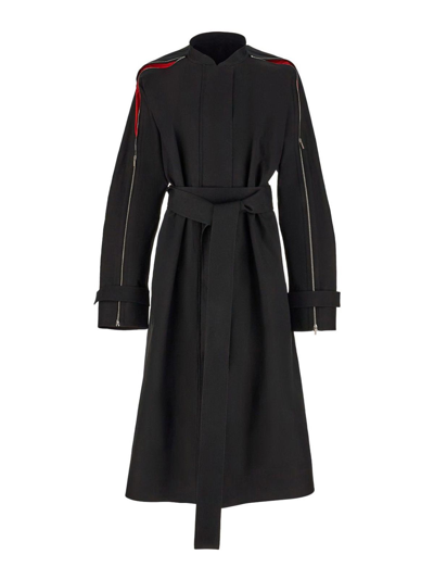 Ferragamo Zip-detailed Cotton-blend Trench Coat In Black