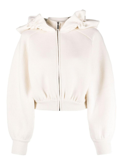 Jacquemus La Maille Crinoline Hooded Sweatshirt In White