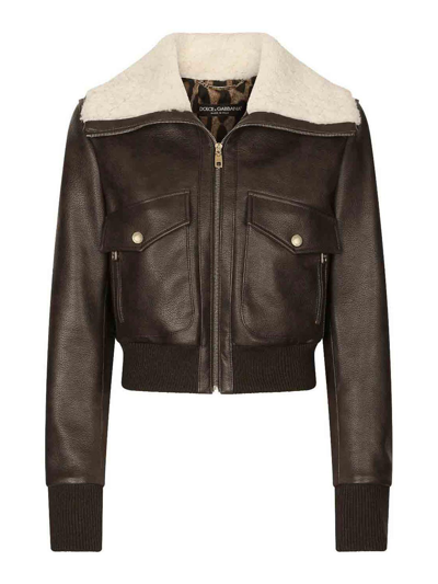 Dolce & Gabbana Short Sheepskin Jacket In Multicolor