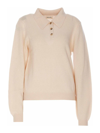 Khaite Joey Polo-collar Jumper In Blanco