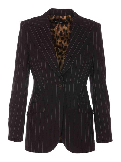 Dolce & Gabbana Gestreifter Blazer In Brown