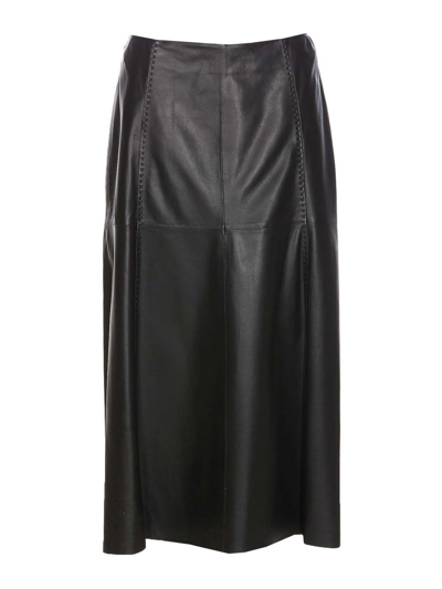 Arma Woman Midi Skirt Black Size 12 Soft Leather