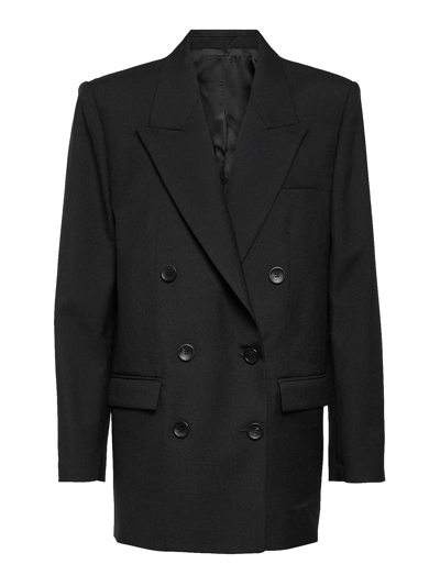 Isabel Marant Robine Double-breasted Cotton Blazer In Black