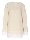 Mm6 Maison Margiela Crewneck Sweater In Cream