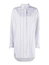 Off-white Pinstriped Long-sleeved Poplin Shirt In Blanco