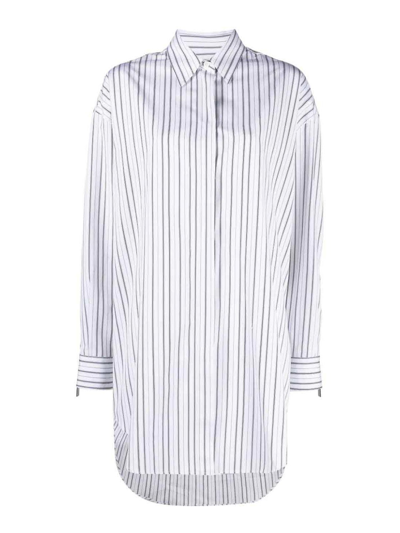 Off-white Striped Cotton Shirt In Blanco