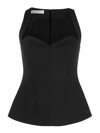 Philosophy Di Lorenzo Serafini Polyester Top With Sweetheart Neckline And Peplum Hem In Gris