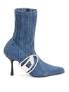 Diesel 'd-eclipse' Light Blue Socks Boots With Macro Oval D Logo In Stretch Cotton Denim Woman In Light Wash