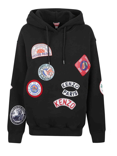 Kenzo Badges Regular Hoodie In Black