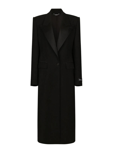Dolce & Gabbana Black Slim Single-breasted Coat In Wool Blend