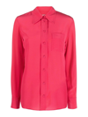 Lanvin Button-down Silk Shirt With Long Sleeves In Red