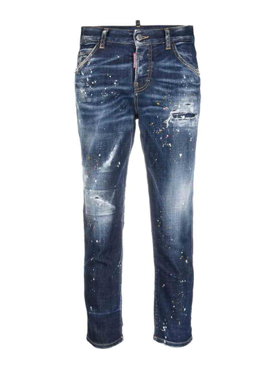 Dsquared2 Cool Girl Cropped Jeans In Azul Oscuro