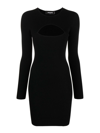Dsquared2 Ribbed Texture Crew Neck Mini Dress In Negro