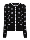 Dolce & Gabbana Intarsia Logo Virgin Wool Cardigan In Black