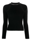 Gcds Bling Rhinestone-embellished Knitted Top In Black