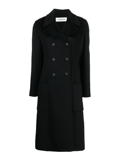 Lanvin Double-breasted Cashmere Coat In Black