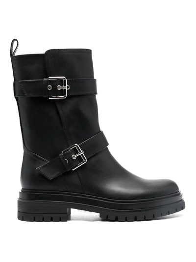 Gianvito Rossi Black Leather Biker Boots