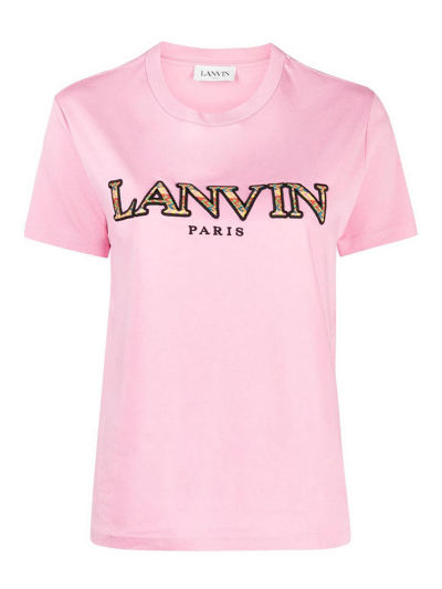 Lanvin Curb Embroidered T-shirt In Rosado