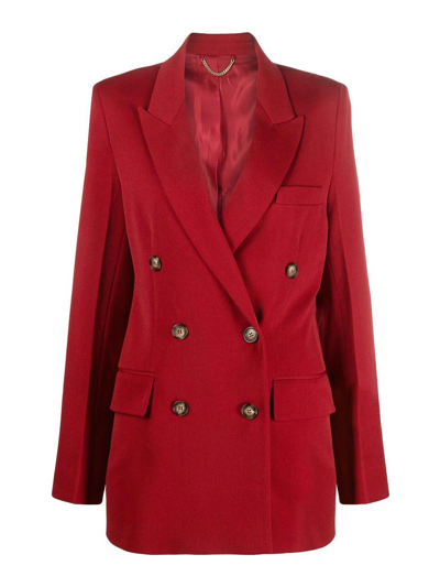Victoria Beckham Double-breasted Wool-blend Blazer In Red