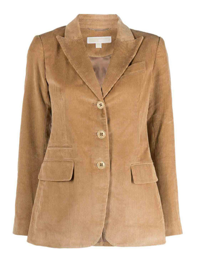 Michael Kors Corduroy Single-breasted Blazer In Beige