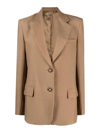 Victoria Beckham Single-breasted Notched-lapels Blazer In Brown