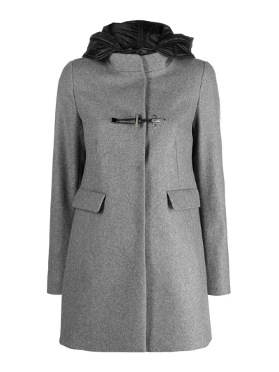 Fay Hooded Wool-blend Coat In Grey