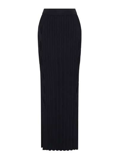 Dion Lee Snakeskin Ribbed-knit Skirt In Black