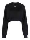 Off-white Cotton Sweatshirt With Frontal Logo In Negro
