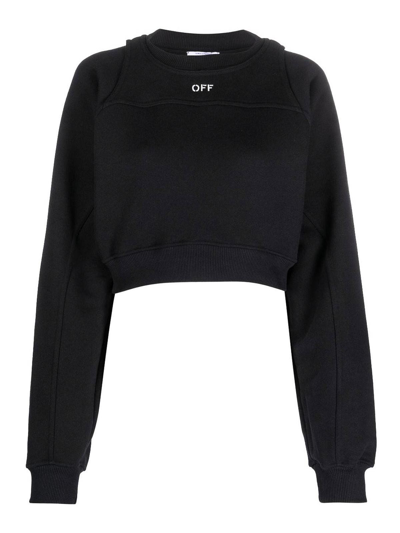 OFF-WHITE LOGO PRINT CROPPED SWEATSHIRT