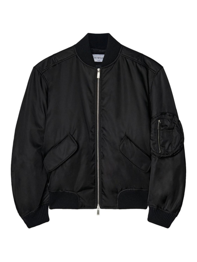 Off-white Off White Oversized Nylon Bomber Jacket In Black