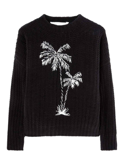 Palm Angels Pullover Mit Palmenstickerei In Black