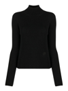 Patou Narrow Ribbed Sweater With Turtleneck In Black