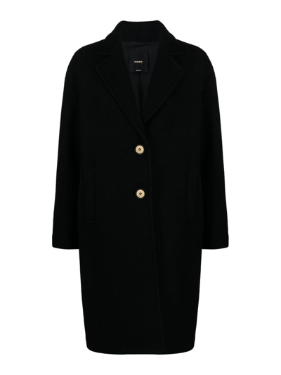 Pinko Button-down Single-breasted Coat In Negro