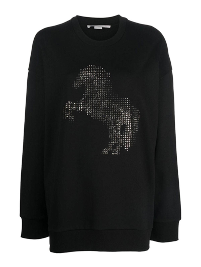 Stella Mccartney Crystal-appliqué Cotton Sweatshirt In Black