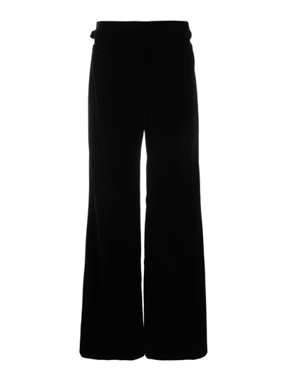 Tom Ford High-waist Wide-leg Velvet Trousers In Black