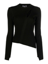 Versace Asymmetric Hem Viscose Blend Sweater In Black
