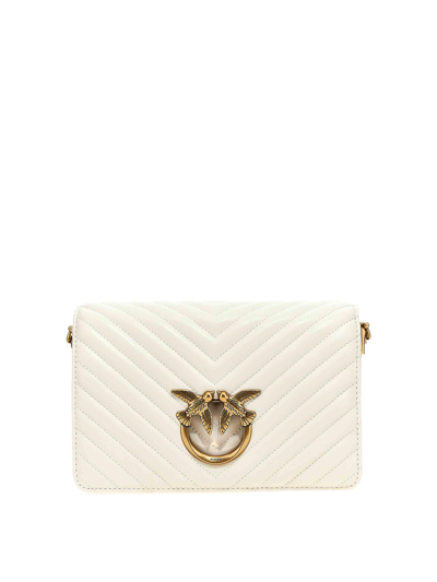 Pinko Love Click Classic Crossbody Bag In White